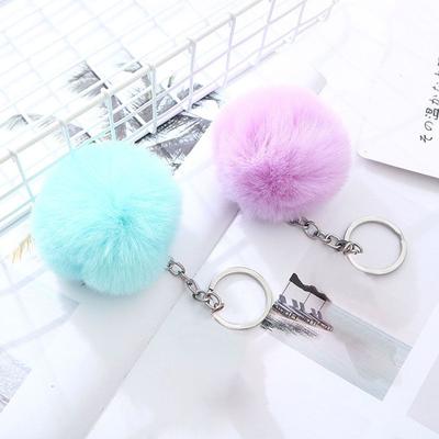 Woman Soft Pompom Fluffy Fur Bag Pendant Jewelry Key Ring Key Chain Fashion Accessories Keychains