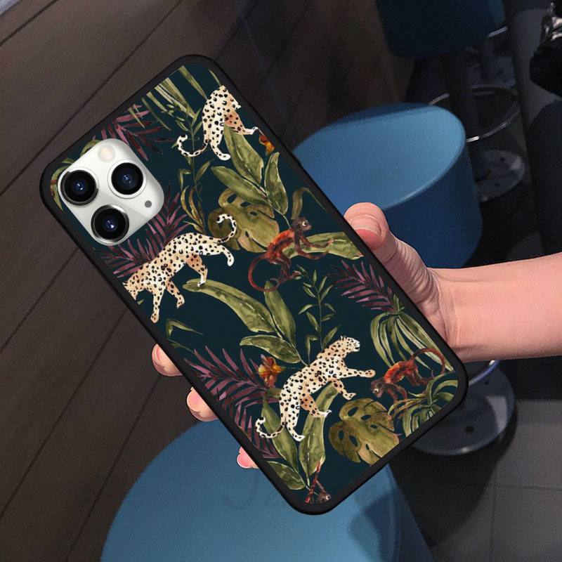 Tropical Plant Leopard Phone Case for iPhone 11 12 Pro XS MAX 8 7 6 6S Plus X 5S SE 2020 XR
