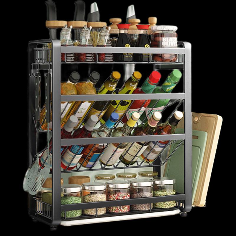 4-Tier Stainless Steel Kitchen Storage & Seasoning Rack