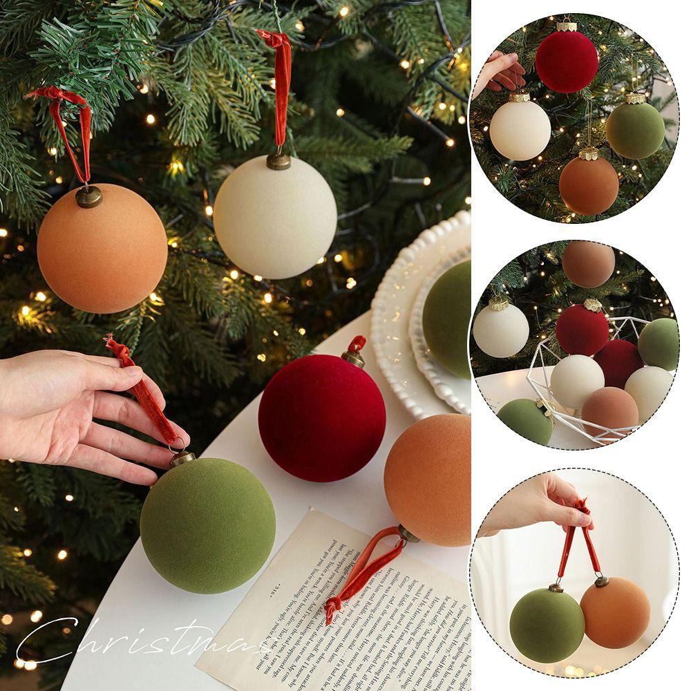 6pcs Set 8CM Size Christmas Ball Decoration Flock Colored Party Wedding Gifts Window Scene Decorative Balls Plastic Velvet Balls
