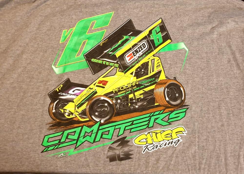 CAM WATERS Sprintcar Racing Chief Racing V#6 Graphic Print Team TShirt Size 4XL Unisex T-Shirt XL