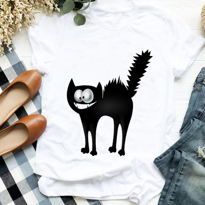 Women Lady Casual Cat Letter Funny 90S Style Cute Print Shirt T Tee For Womens Clothes