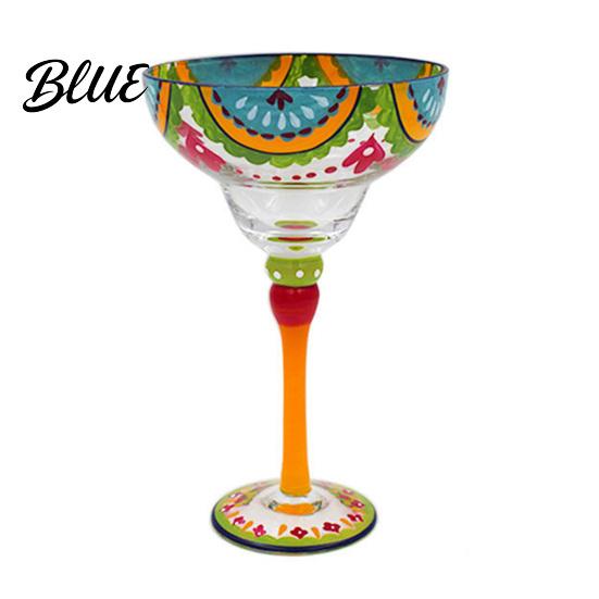 Classic Margarita Cup Mexican Hand Painted Glass Champagne Cocktail Glasses