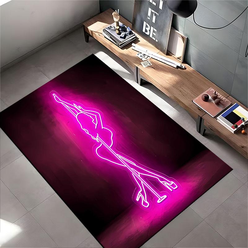 Neon Dance Silhouette Carpet suitable as a non-slip mat for the living room or bedroom sofa