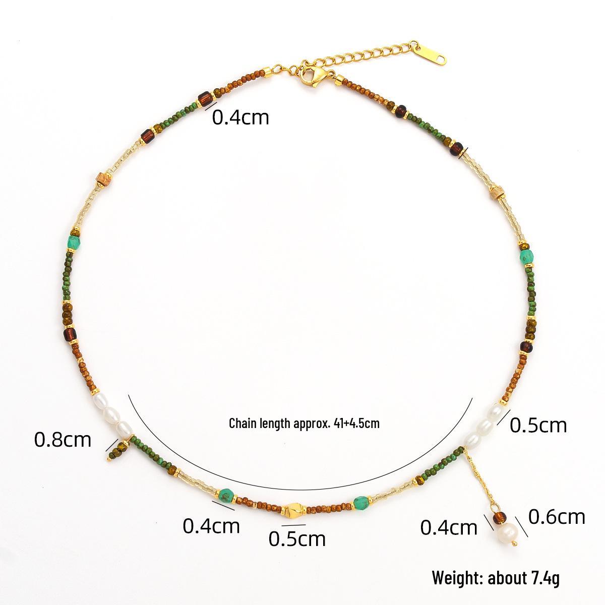 

Богемское винтажное ожерелье из пресноводного жемчуга и разноцветного бисера