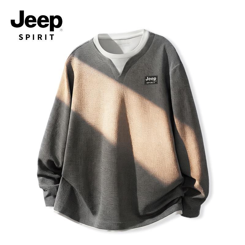 JEEP SPIRIT Men s Waffle Faux Two-Piece Long-Sleeve T-Shirt XL