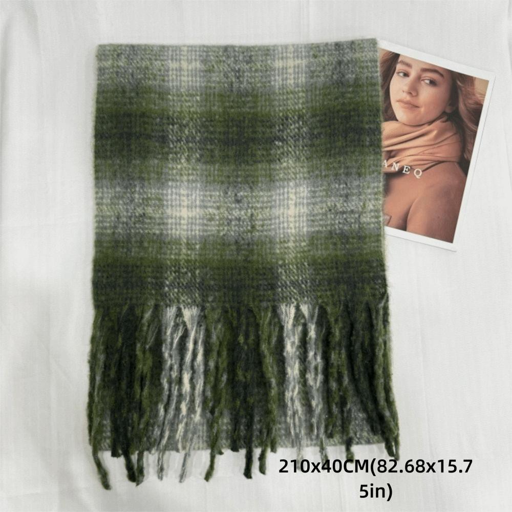 Warm Circle Yarn Shawl Cold Proof Winter Neck Scarf Wrap Women Plaid Tassel Scarf  Outdoor