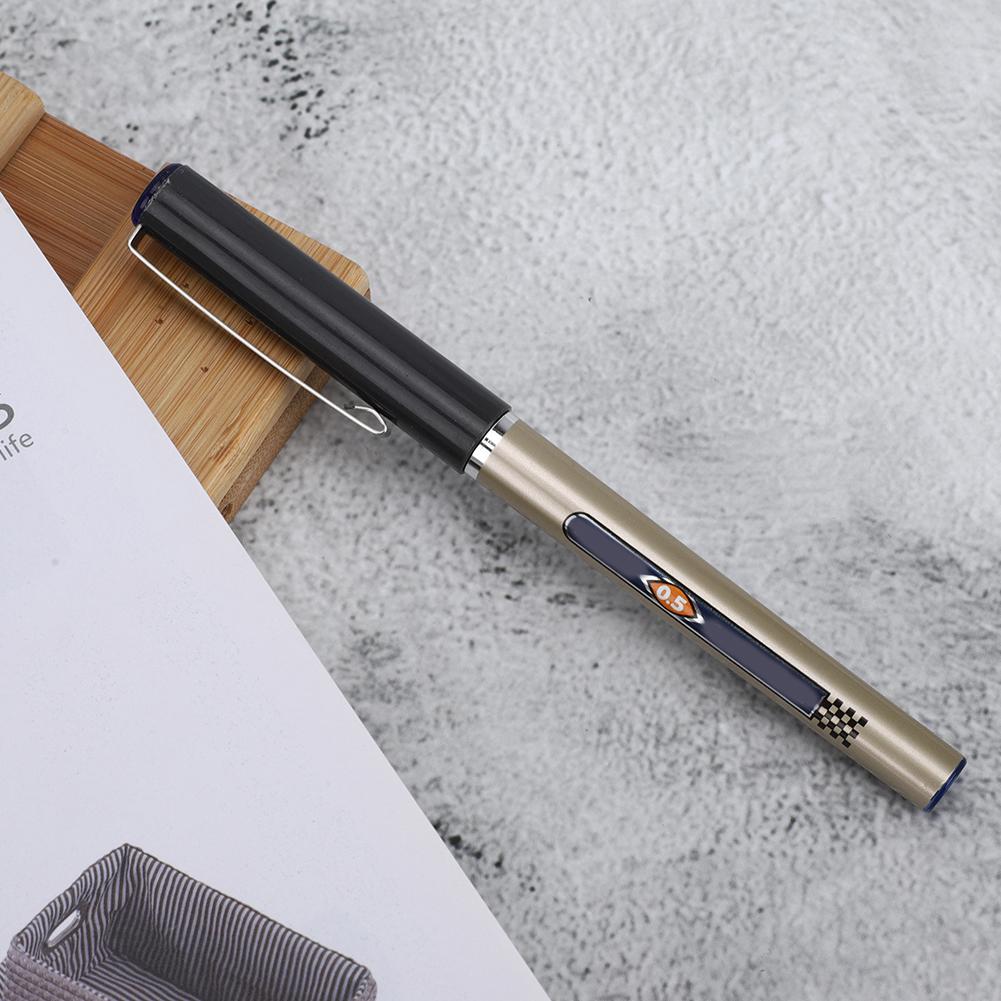 12Pcs Rollerball Pen ABS Plastic Shell Straight Liquid 0.5mm Needle Type Office Stationery(Needle