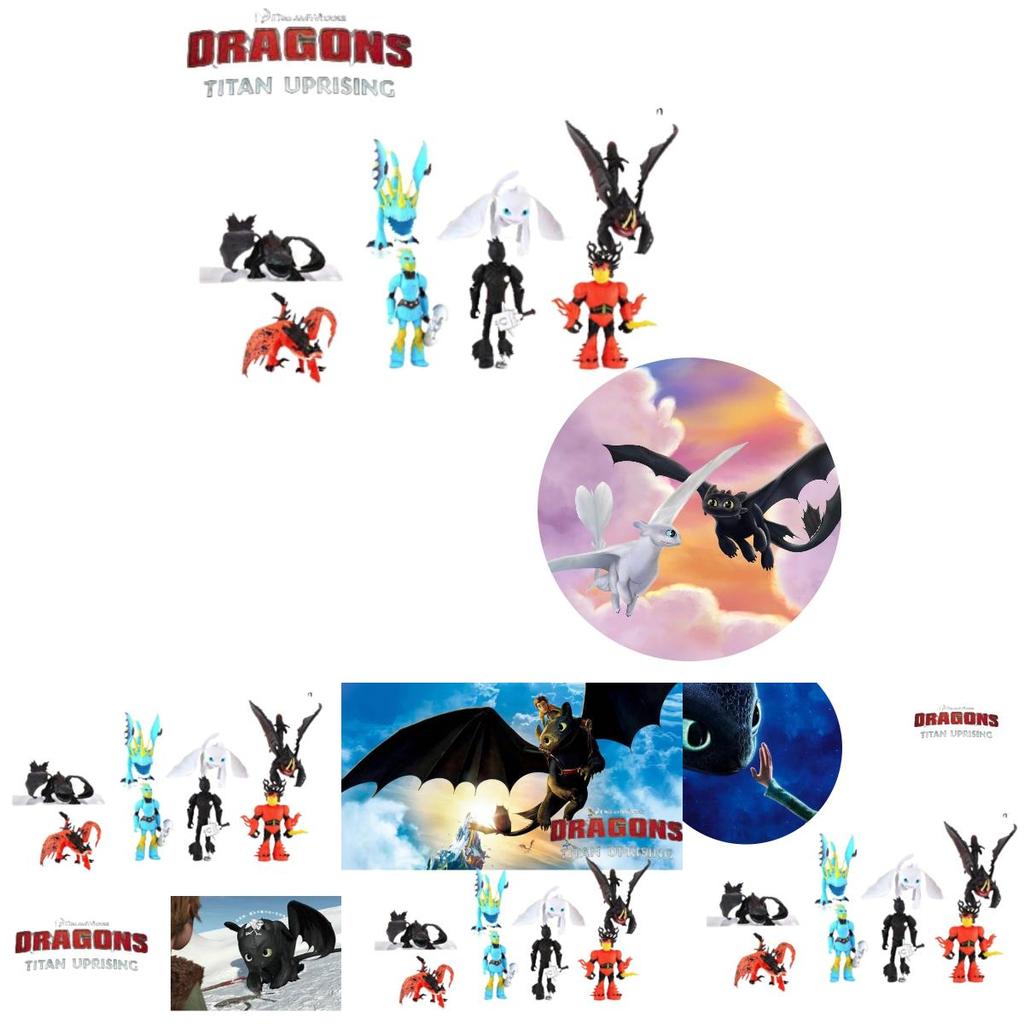 Dragon Toy Set 8-piece Night Fury Pvc Figures For Kids 4-6)