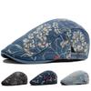 Washed Denim Print Beret Women Duck Tongue Shade Forward Hat Men's Retro Casual Painter Hat