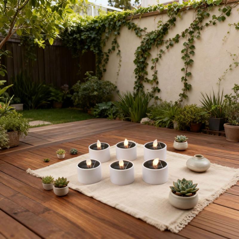 6 Stück Solarbetriebenes Kerzenlicht für den Außenbereich, wasserdicht, flammellos, für Party, Garten, Zuhause, Rasen, Tisch, Valentinstags-Atmosphäre-Dekor