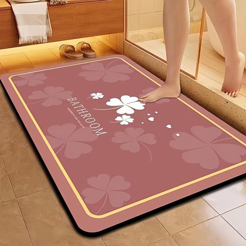 1 x non-slip floral pattern bathroom floor mat, quick drying soft diatomaceous earth carpet for RV and outdoor use