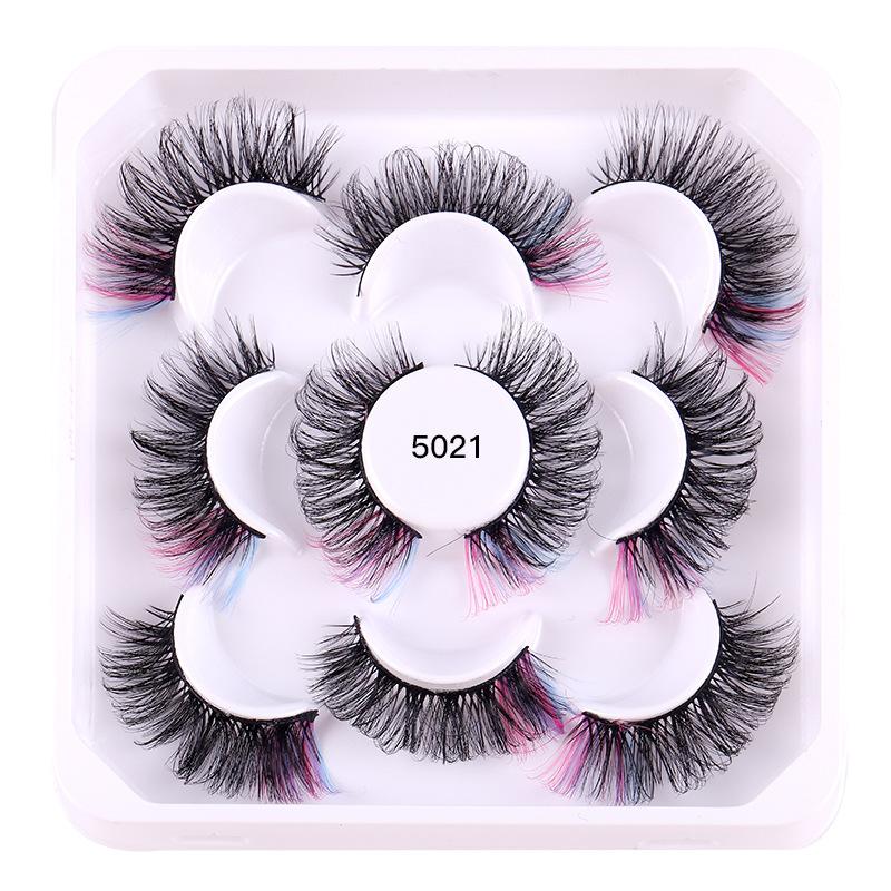 Высококачественные искусственные норковые ресницы, цветные накладные ресницы, 5 пар густых завитков, сценические ресницы для макияжа