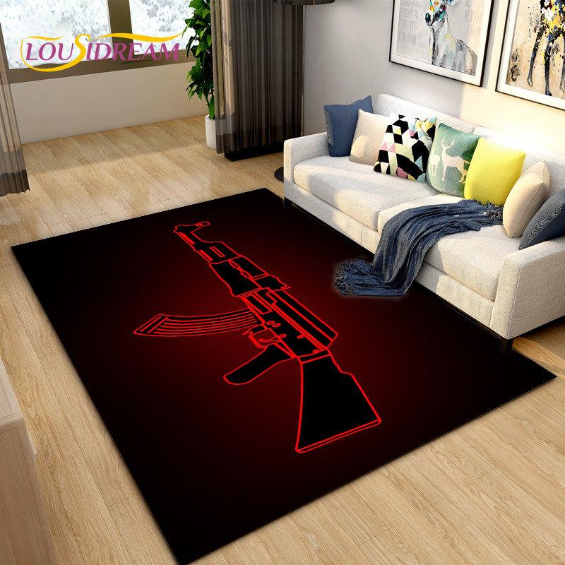 3D Rifle Pistol Revolver Gun Cartoon Area Rug,Carpet Rug for Living Room Bedroom,Kitchen Doormat Bathroom Anti-slip Floor Mat