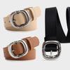Leopard Pattern Leather Belt With Electroplated Buckle For Casual Women