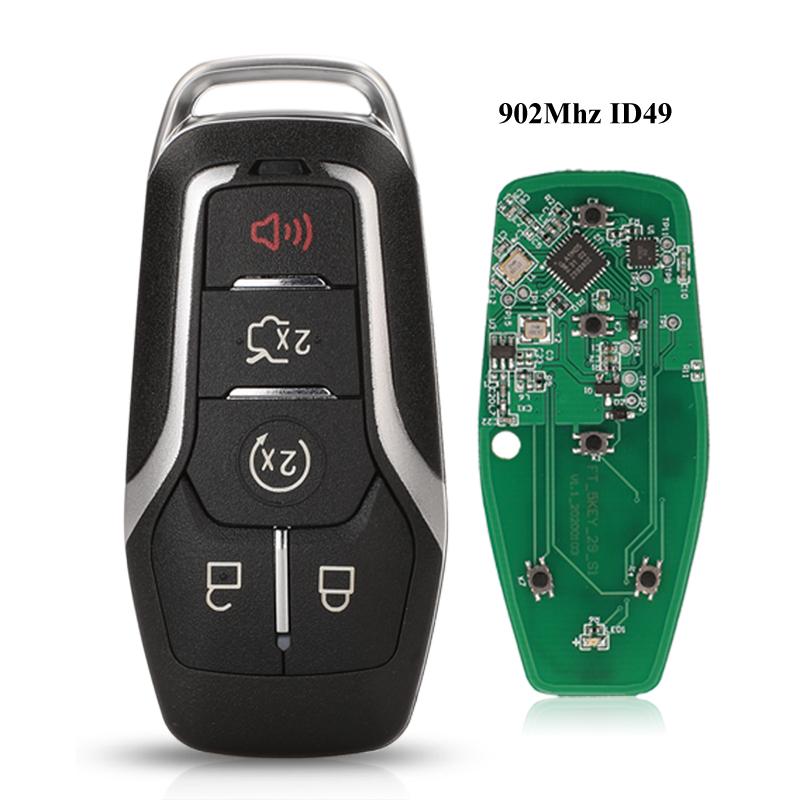 Jingyuqin Remote Car Key for Ford Mondeo Explorer Mustang Focus Fusion S-Max Galaxy KeylessGo 315/433/868/902Mhz ID49 Control