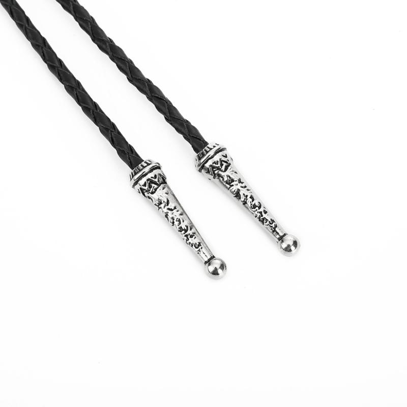 Punk Style Bolo Tie with Emblem Charm Necktie Necklace Costume Accessory