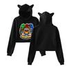 Icrimax Burgerpommes Cat Ear Hoodie Women Long Sleeve Cropped Sweatshirts Female Casual Streetwear Crop Tops