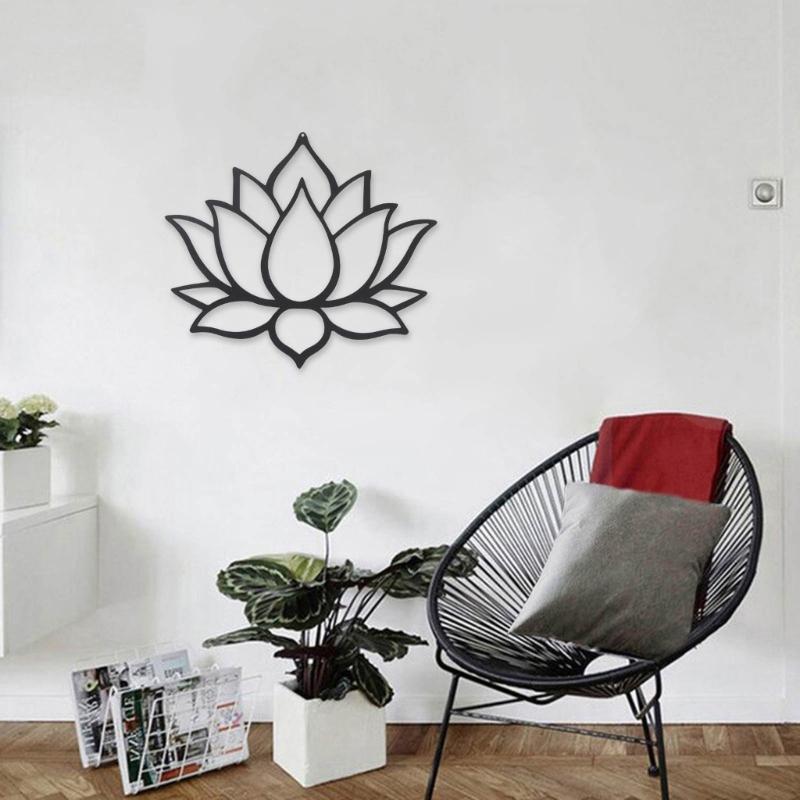 Metall Wandkunst Lotusblume Kunstwerk Wandschild Dekor Heimdekorationen für Wohnzimmer Arbeitszimmer Schlafzimmer Esszimmer