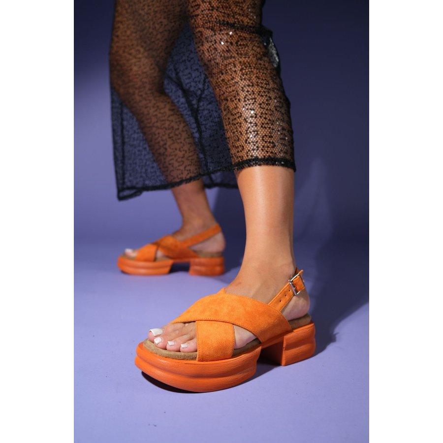 

Women s Suede Mid Platform Heel Sandals 37 помаранчевий