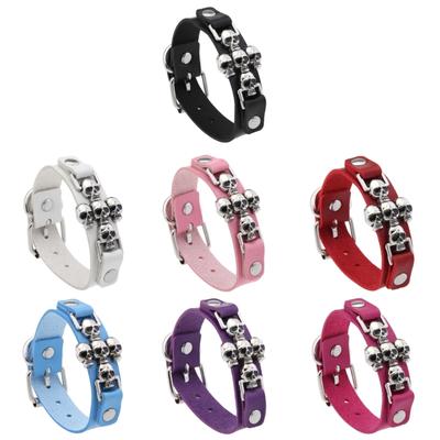 Punk Style Crossed Skull Bracelet For Men And Women PU Leather Jewelry With Gothic Charm Design For Edgy Fashion Lovers