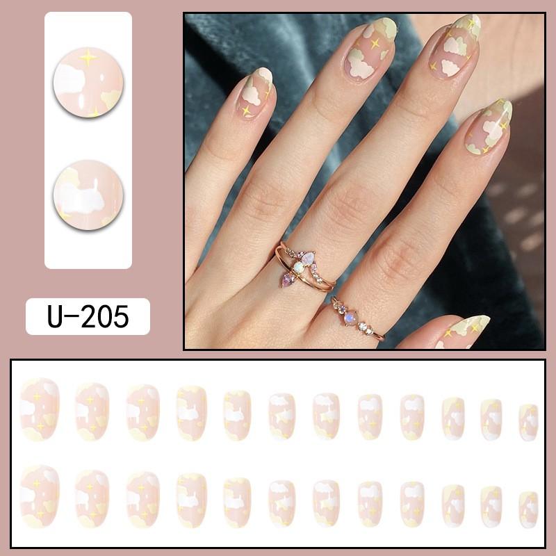 Pre-made Press-On Nails With Gradient Line Design Minimalist INS Style False Nail Tips Women
