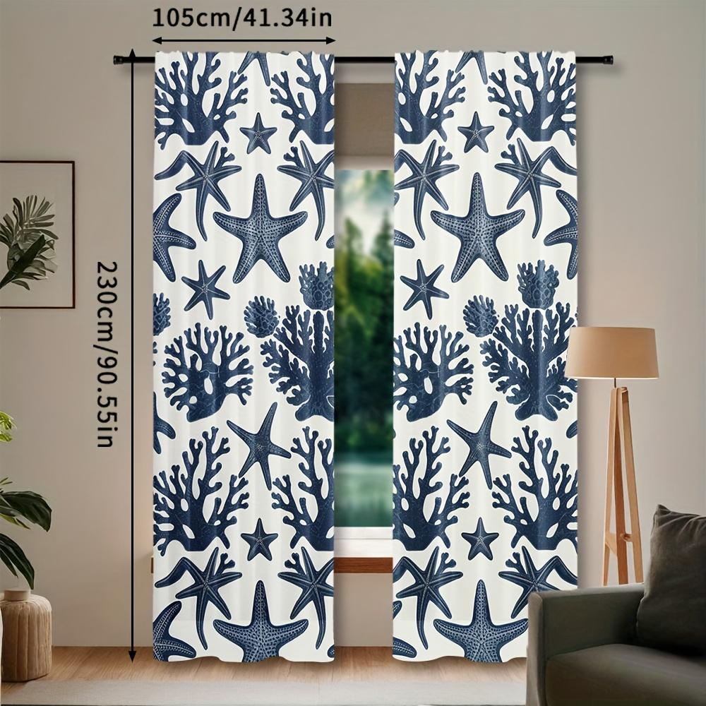 Set Of 2 Ocean Style Window Curtain Valance Country Inspired Short Curtains Living Room Bedroom Dining Home Decor Polyester Ideal For