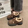 Plush Shoes Muffin Bottom Retro Style Simple Foreign Style Small Fragrant Style Loafers Heightening Cotton Shoes
