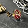 Französischer Retro Eleganter Roter Öltropfen Kürbis Offener Ring Nische Leichter Luxus High-End Zirkonring