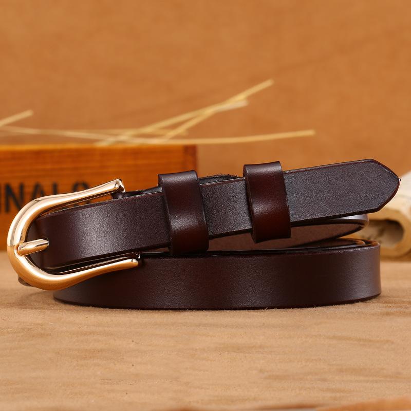 Light Gold Button Head, Women'S Thin Belt, Women'S Casual Cowhide Belt, Belt.