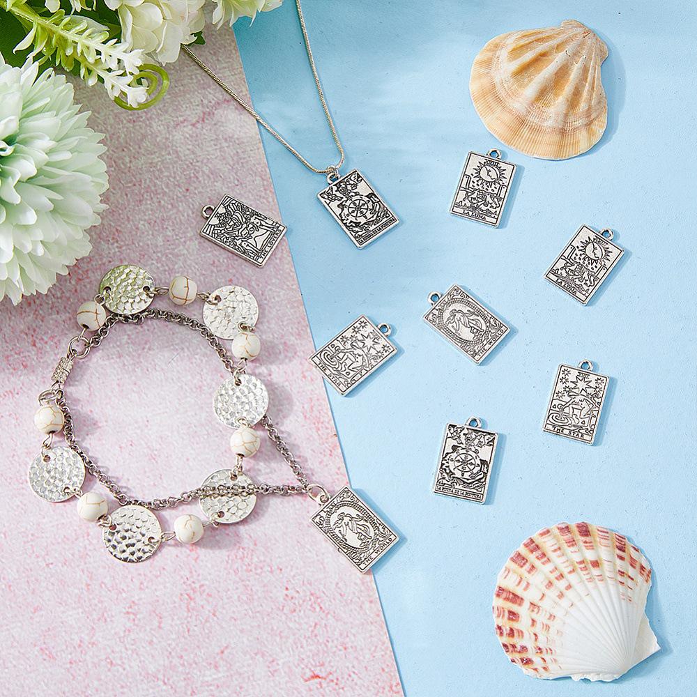 Set aus 6 Anhängern mit antikem Silber-Tarot: DIY Legierungs-Schmuckzubehör für Armbänder und Halsketten
