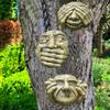 Funny Tree Face Outdoor No Hear No See No Speak Face Statue Garden Tree Hugger Yard Art Decorations for Home Wall Fences Door