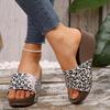 New Fashion Slope Heel Slippers Muffin Thick-bottomed High-heeled Sandals One-character Large-size Open-toed Women's Slippers