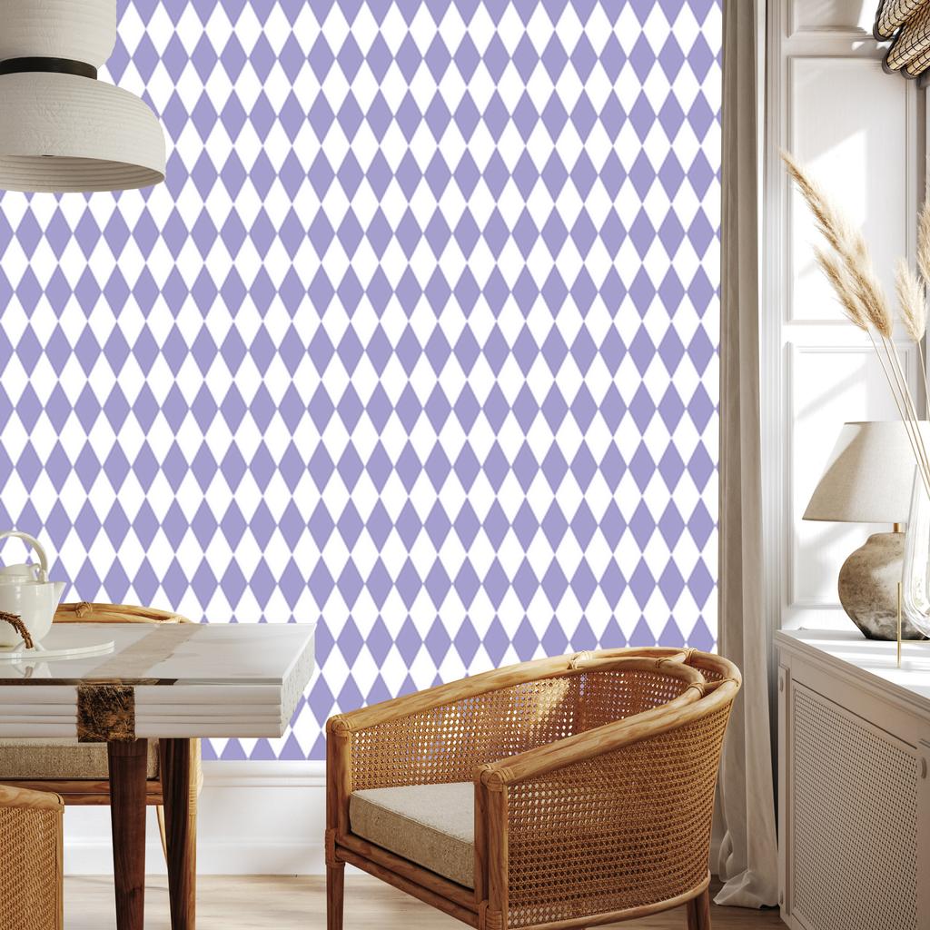 Harlequin Diamonds Wallpaper White and Blue for Living Room and Bedroom 50x1000