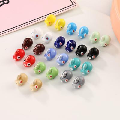 Glazed Jade Rabbit Porcelain Beads for Handmade Jewelry Necklace & Bracelet DIY