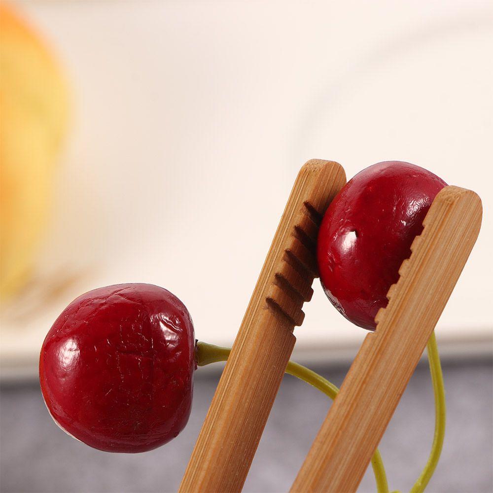 1/2/4Pcs Bamboo Food Tongs Reusable Wood Toaster Tongs Mini Straight Bend Tea Clip Bread Fruits Clamp Kitchen Teaware