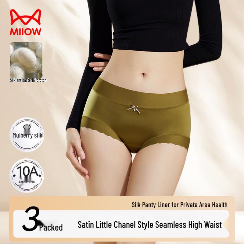 MaoRen Women s Chic Satin Briefs - 3 Pack M