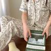 Spring/Summer Retro Floral Print Pajama Pants - Women's Korean Style, Suitable for Casual Wear, Loose Fit, Ideal for Spring and Autumn.