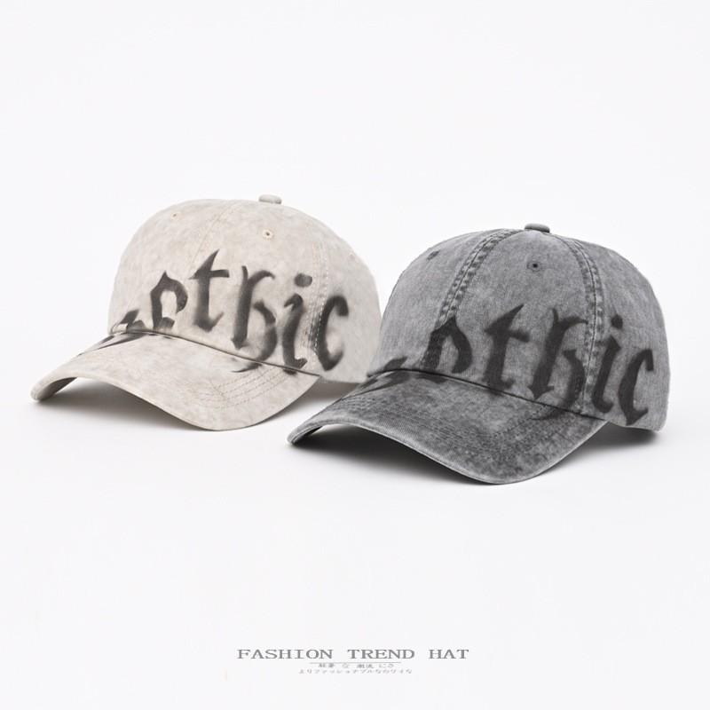 Vintage Graffiti Letter Baseball Cap Men Women Washed Denim Sun Hat Adjustable