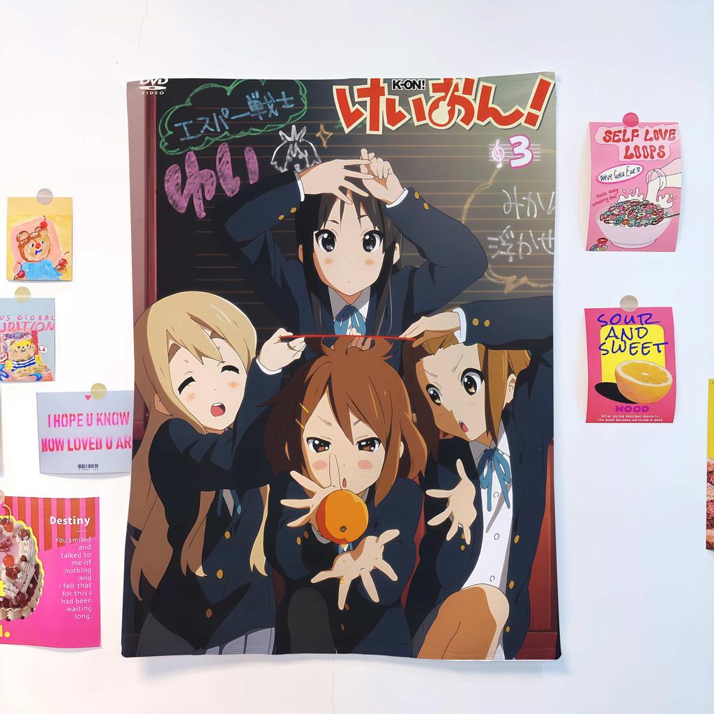 KOn Anime Tapestry Yui Mio Ritsu Mugi Manga Print Wall Hanging Ideal for Bedroom Dorm Room Decor Anime Music Fans