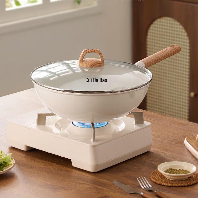 Chu Da Huang 32cm Non-stick Maifan Stone Flat-bottom Wok