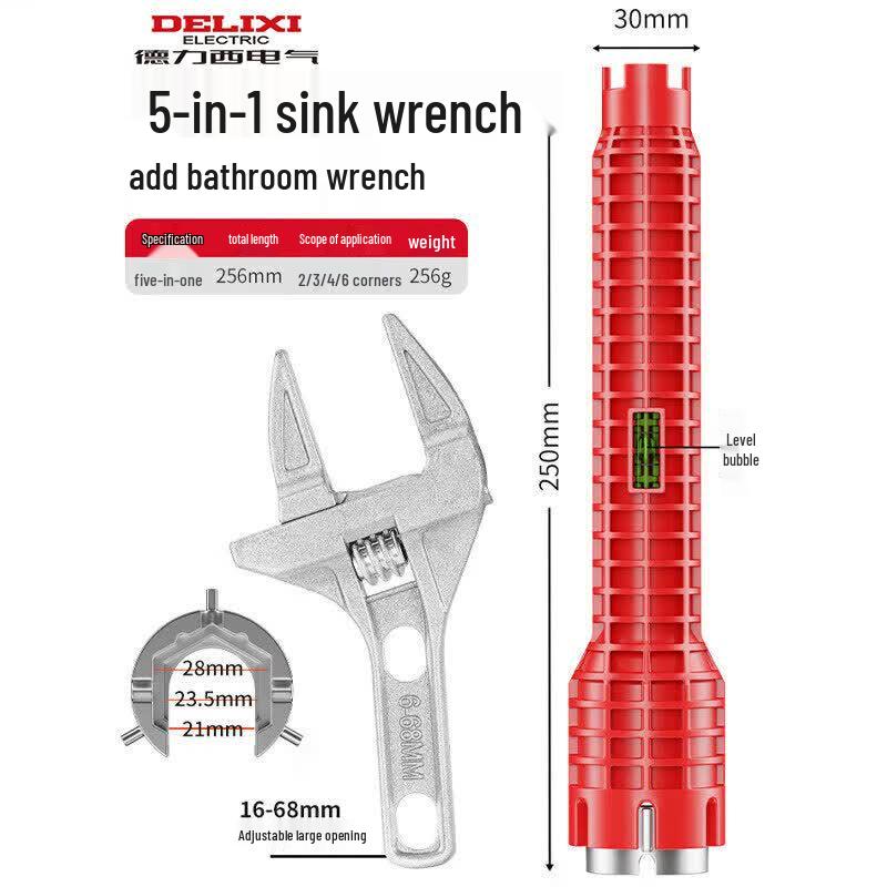 Delixi 5-in-1 Multi-function Sink & Bathroom Wrench