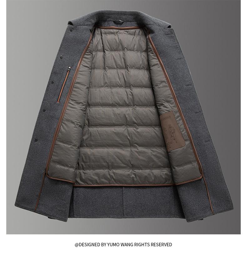 Herren Mittellanger Doppelseitiger Kaschmirwollmantel - Herbst/Winter Verdickter Papas Leichter Business-Übermantel