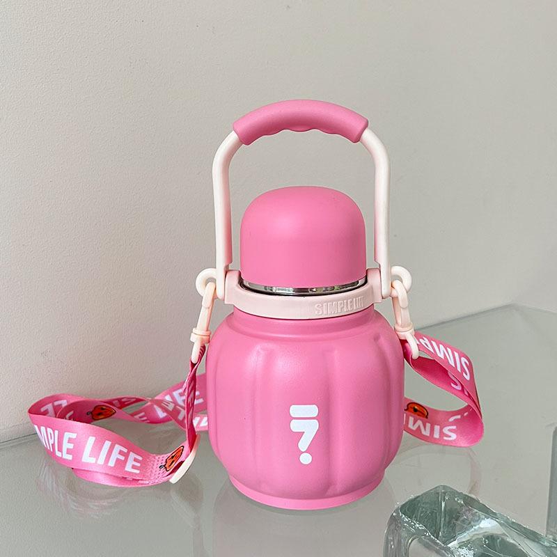 Double Drink Pumpkin Cup New Portable Water Cup Children Cute Large Capacity Stainless Steel Student Thermos Cup