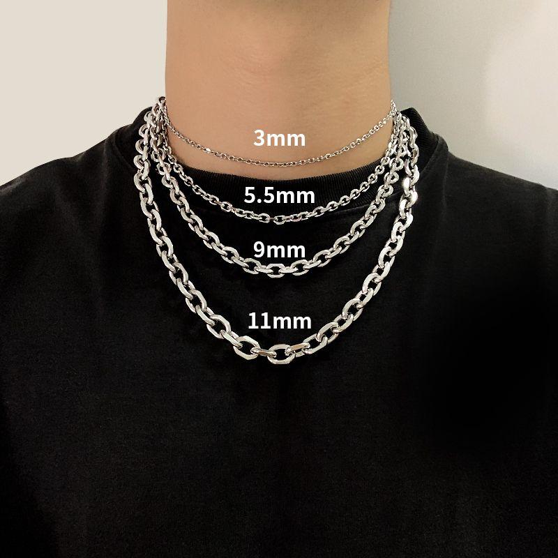

Кубинская женская хип-хоп европейский и американский уличный стиль титановая сталь кубинская цепь Silver thin width 5.5mm 40cm (clavicle chain)