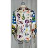 Women's Loose Graffiti Print Turn-Down Collar Lantern Long Sleeve Spring Cardigan Shirt