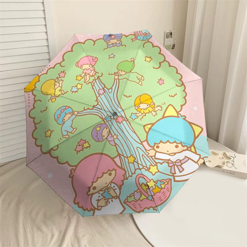 

1PC Little Twin Stars Umbrella-8-Rib Reinforced, Automatic Open, Lightweight & Durable, Cute Fashion Accessory for Outdoor-T131