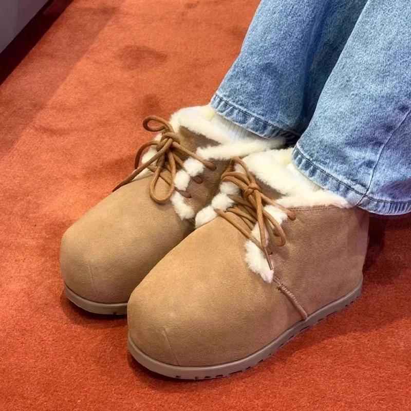 Mode Ballerinas Fell Damen Stiefeletten Schneestiefel Wildlederschuhe 2025 Trend Kurzer Plüsch Lässige Hausschuhe Chelsea Boots Winter Neu Sport Mujer Stiefel
