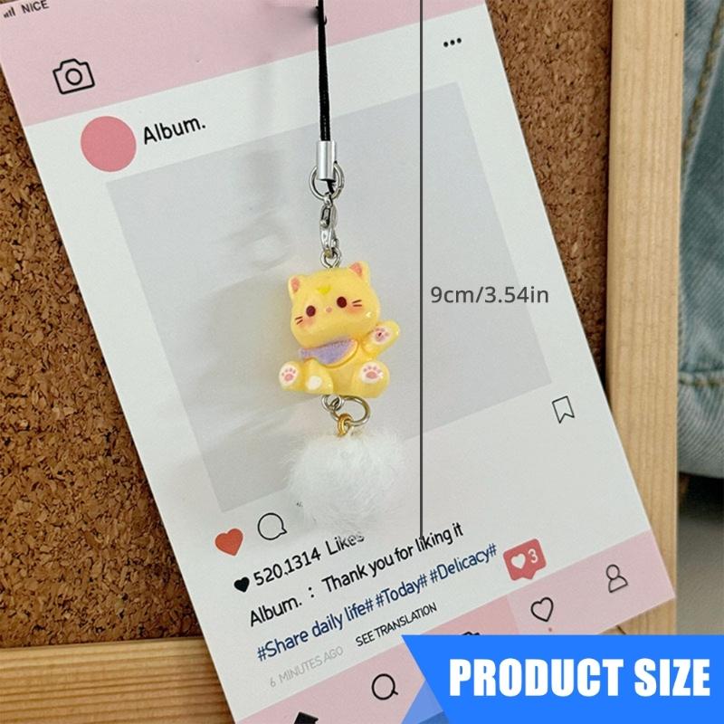 Adorable Sturdy Resin Cats Phone Charm Keychain Pendant for Girls Adds Lovely to Your Bag or Backpack Decoration