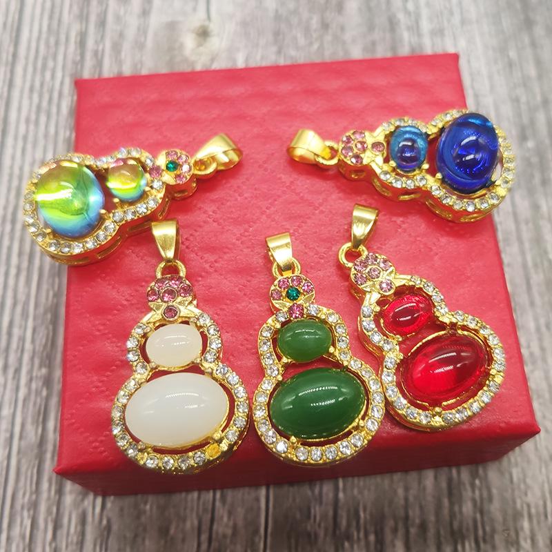 Gold-Inlaid Jade Guanyin Buddha Pendant Necklace - Ethnic Style for Men and Women